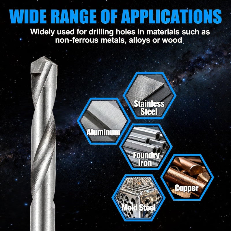 JIUWU Drill Bit Set,13 Pack Tungsten Steel Cemented Carbide Twist Drill Bits, Metal YG Alloy Blade, for Cast Iron, Iron Plate, Pig, 3 4 5 6 7 8 9 10 11 12 13.5 14 15 mm Drill Bit Set - Image 4